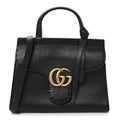 Calfskin Small GG Marmont Top Handle Bag Black