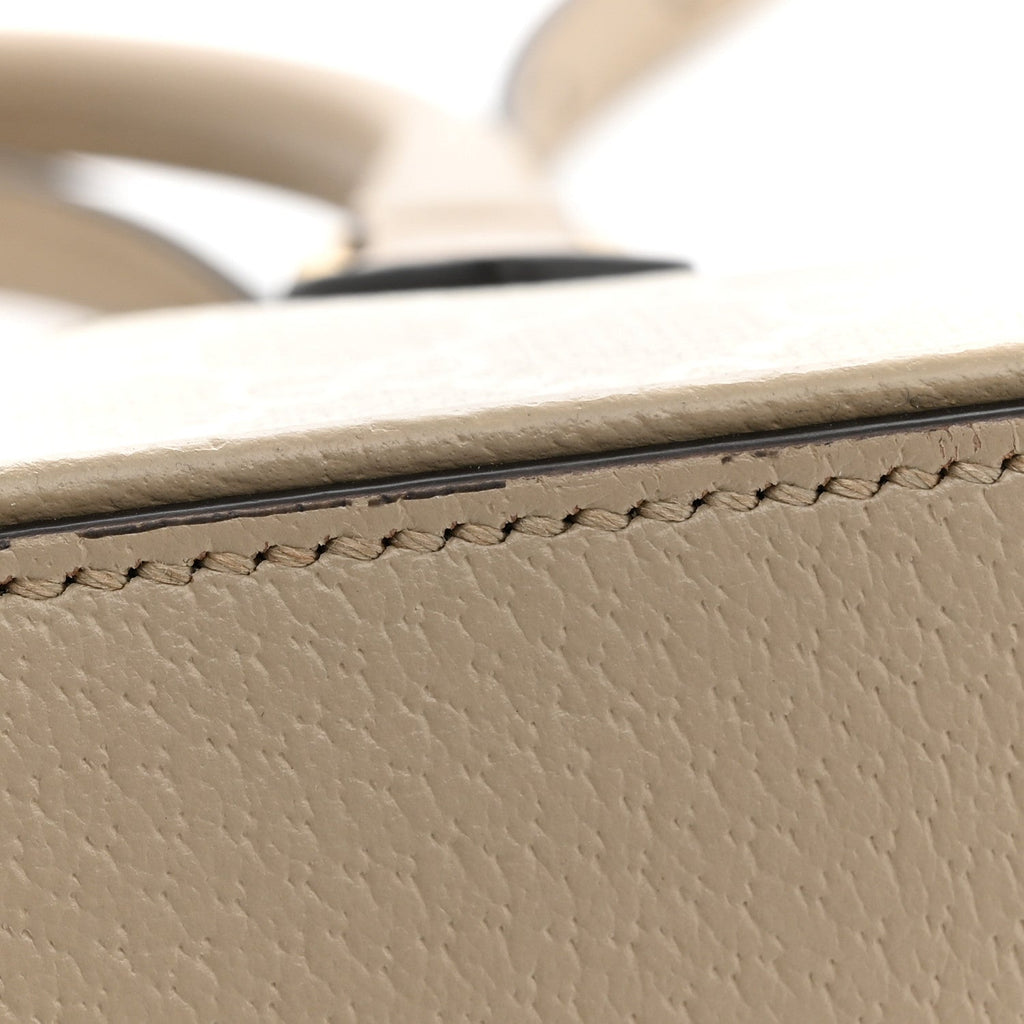 GG Supreme Monogram Textured Dollar Calfskin Web Medium Ophidia Top Handle Bowler Bag Beige Mystic White Oatmeal