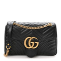Calfskin Matelasse Medium GG Marmont Shoulder Bag Black