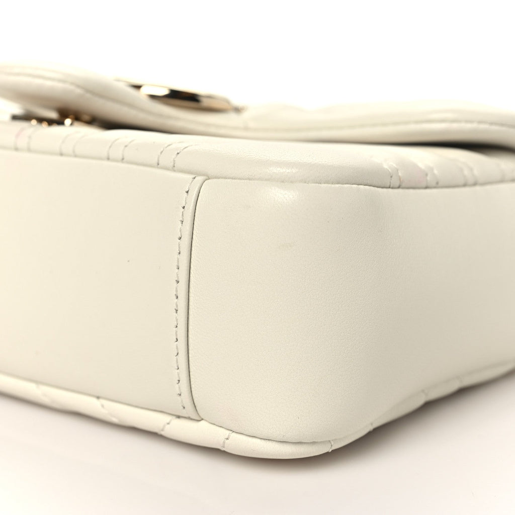 Lambskin Matelasse Small GG Marmont Shoulder Bag White