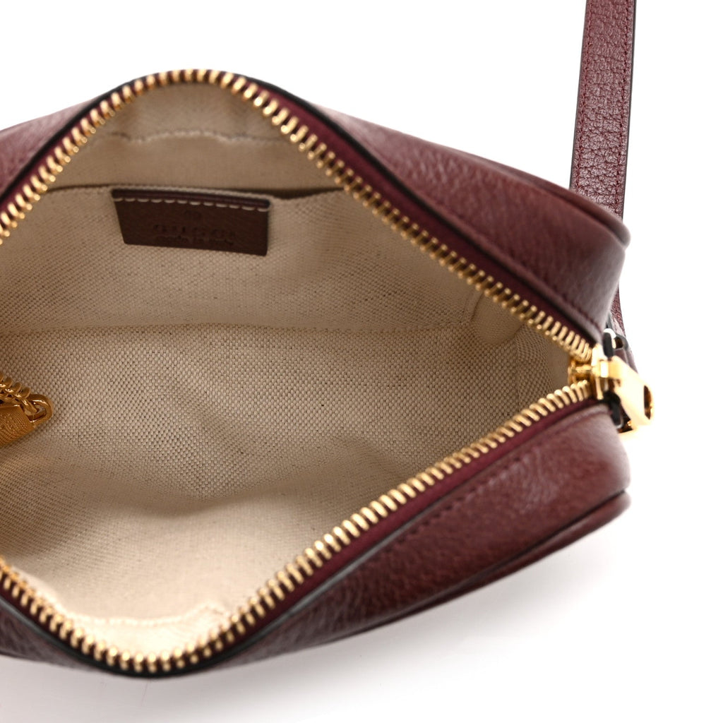 Monogram Textured Dollar Calfskin Web Mini Ophidia Shoulder Bag Sahara Rubino Chardonnay