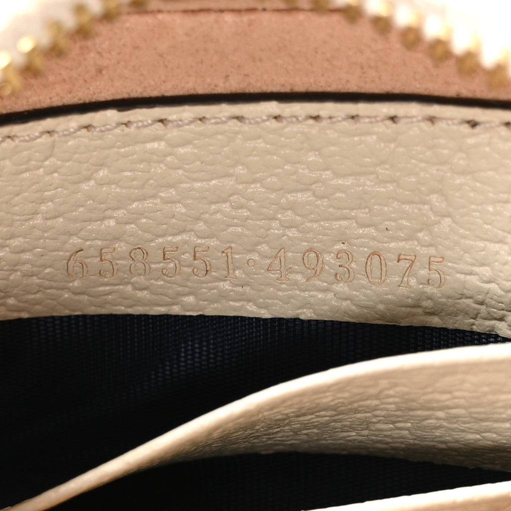 GG Supreme Monogram Textured Dollar Calfskin Web Mini Ophidia Half Moon Hobo Beige Ebony Mystic White