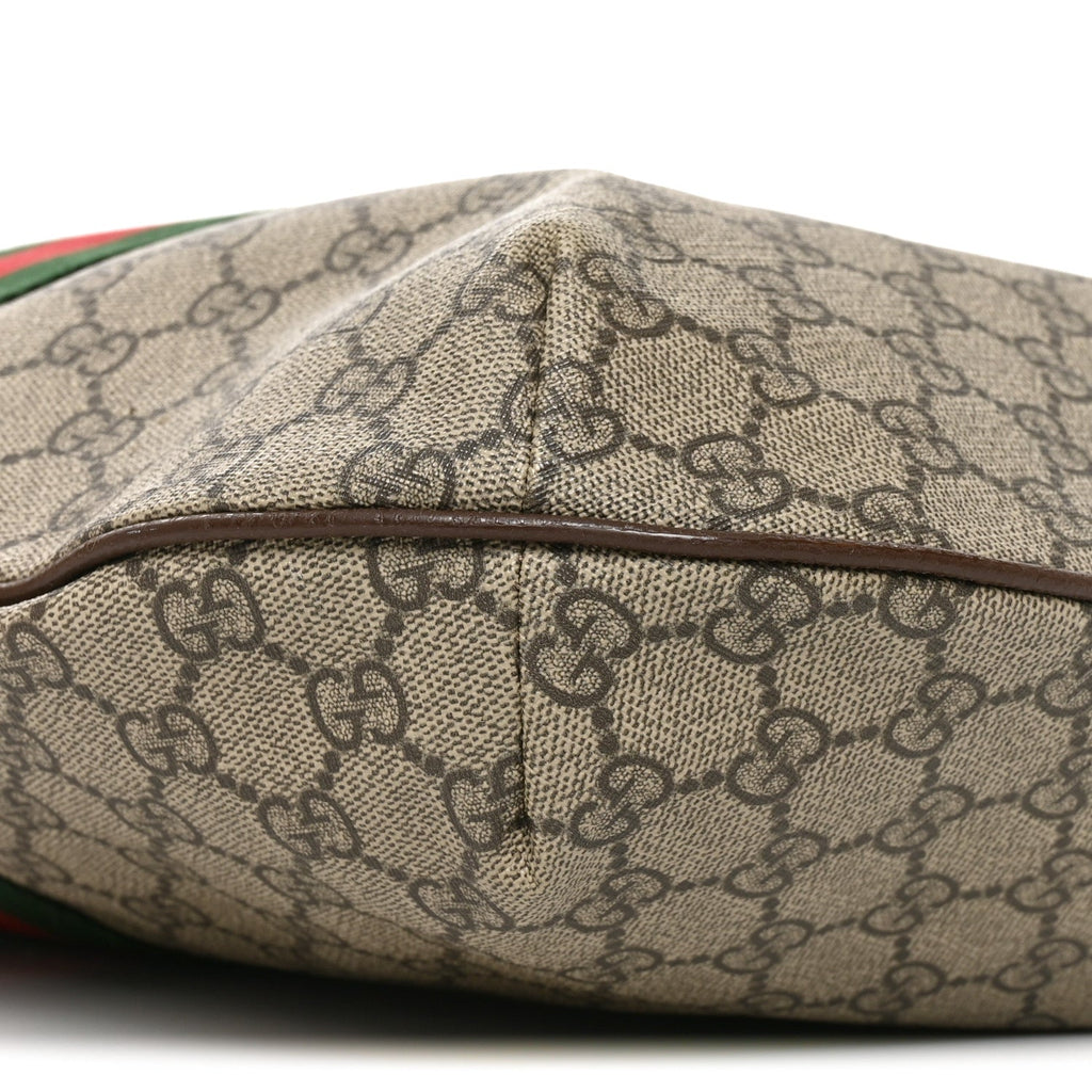 GG Supreme Monogram Web Ophidia Half Moon Hobo Brown
