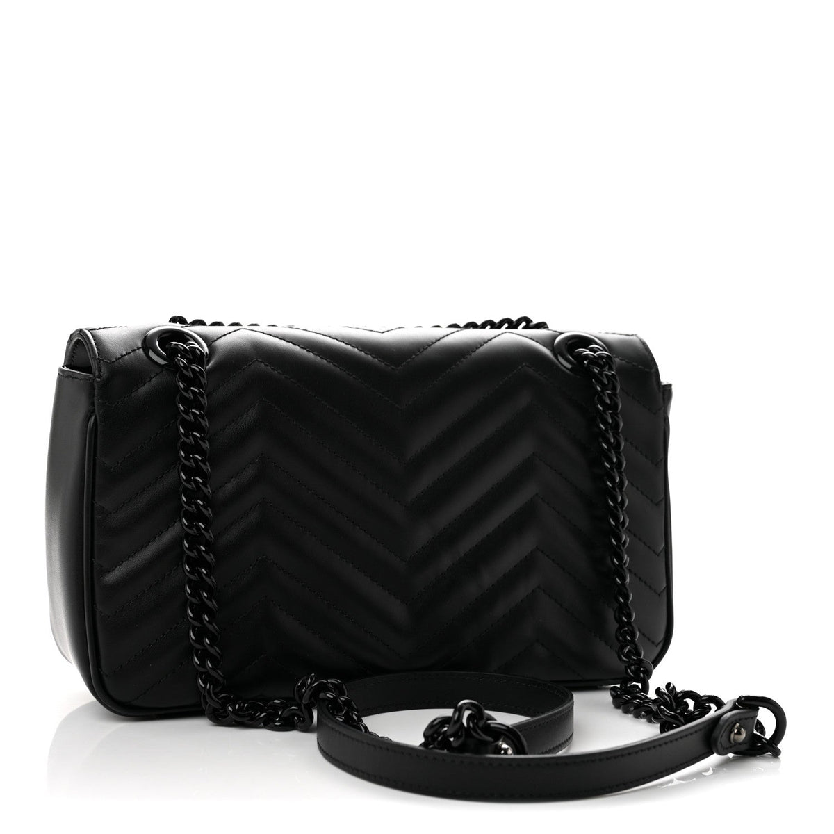 Calfskin Matelasse Monochrome Small GG Marmont Shoulder Bag Black