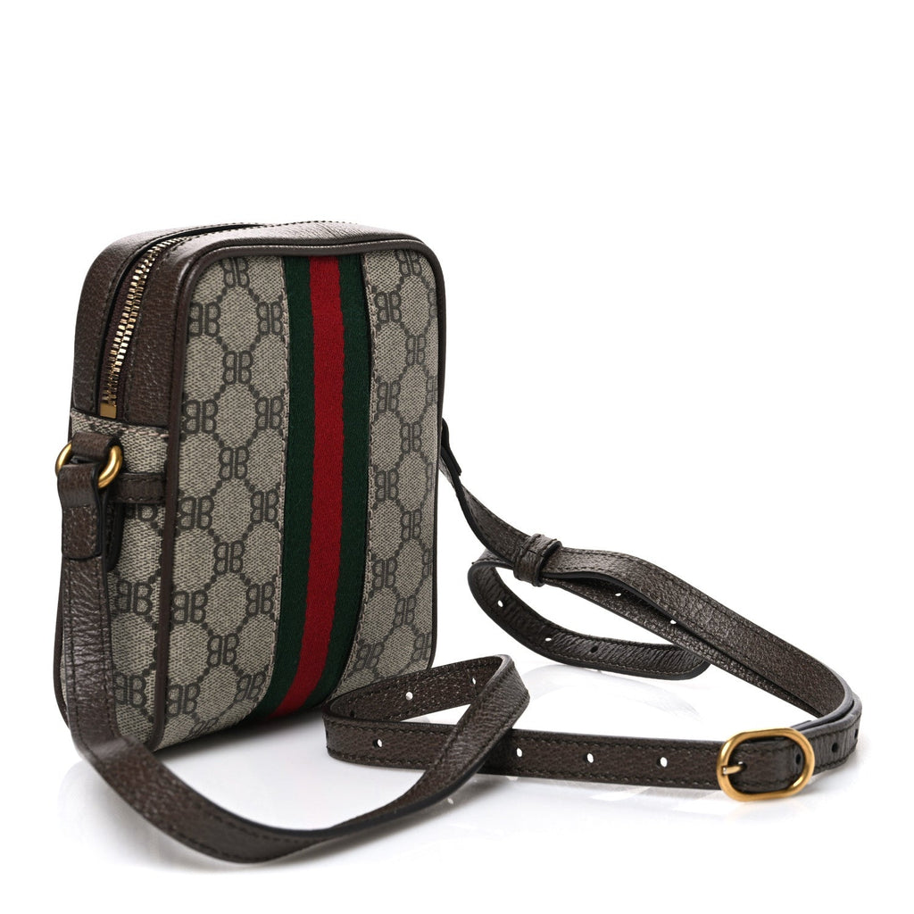 X BALENCIAGA BB Supreme Monogram Web Mini Ophidia Messenger Beige New Acero