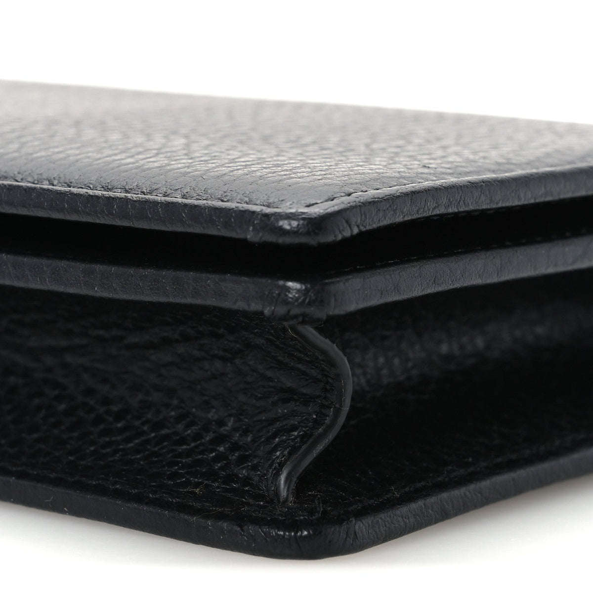 Dollar Calfskin Enamel Monochrome Mini GG Marmont Chain Wallet Black