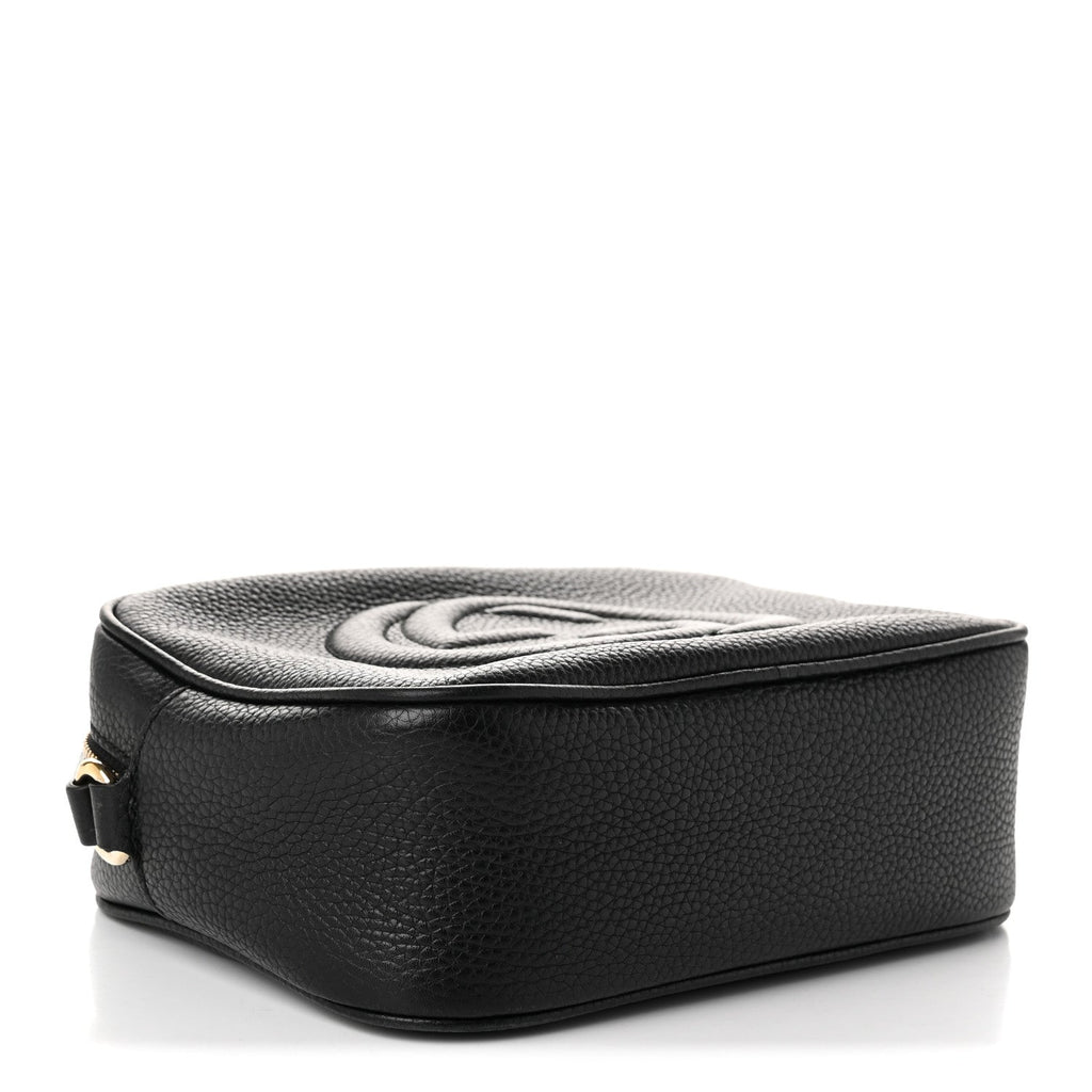 Pebbled Calfskin Small Soho Disco Bag Black