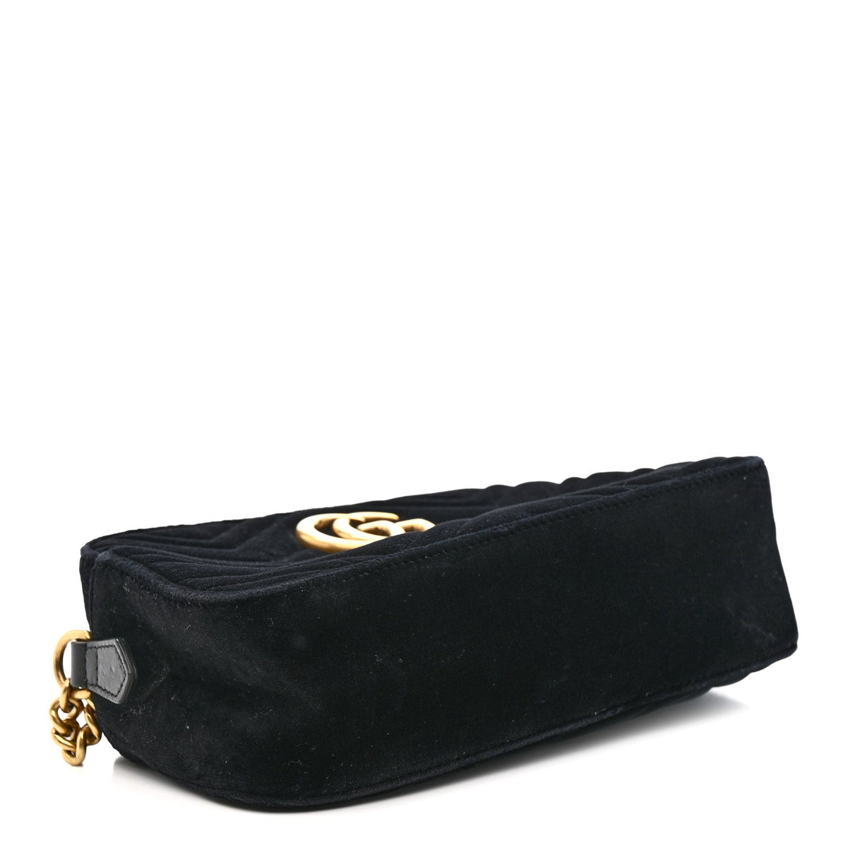 Velvet Matelasse Small GG Marmont Chain Shoulder Bag Black