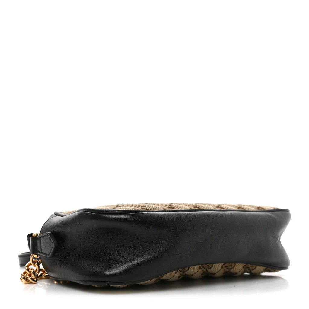 Monogram Matelasse Diagonal Small GG Marmont Chain Shoulder Bag Beige Black