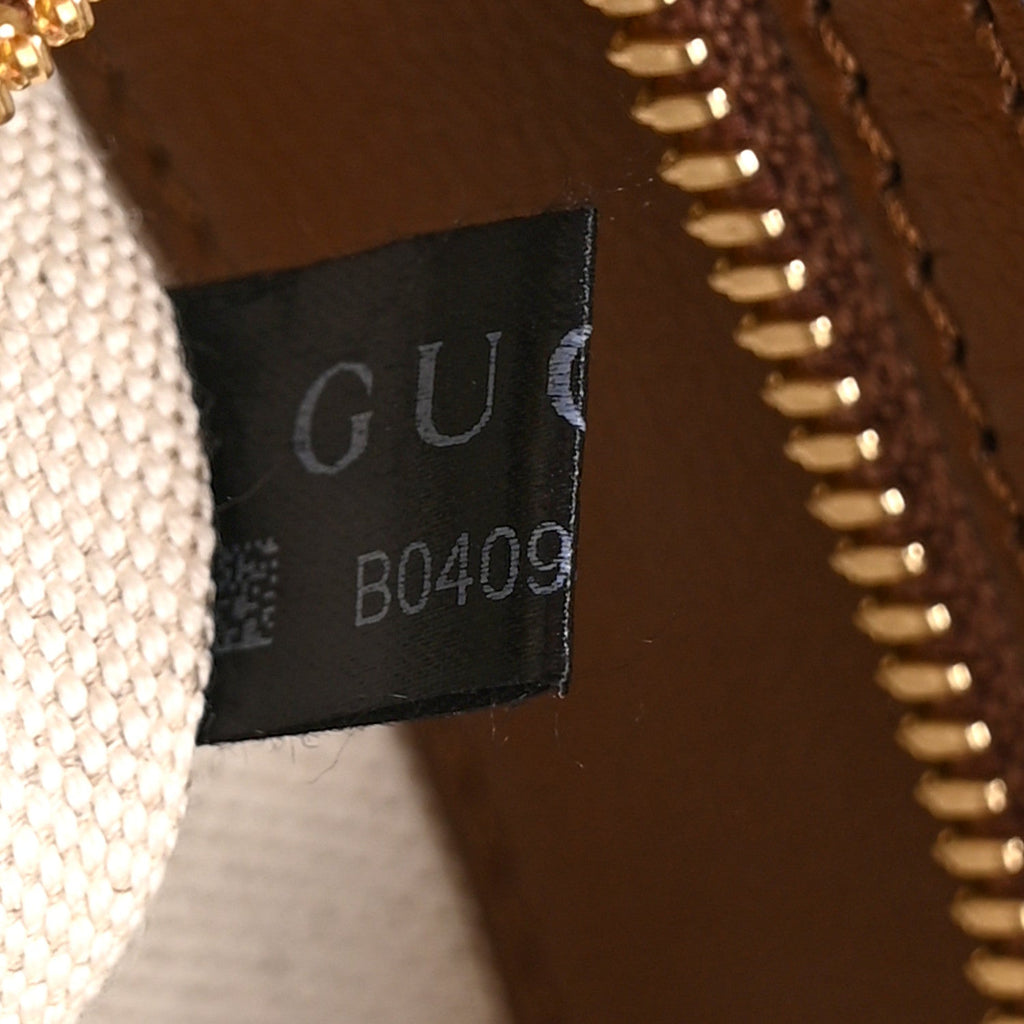GG Supreme Monogram Azalea Calfskin Small Retro Interlocking G Wristlet Messenger Bag Beige Ebony Brown Sugar