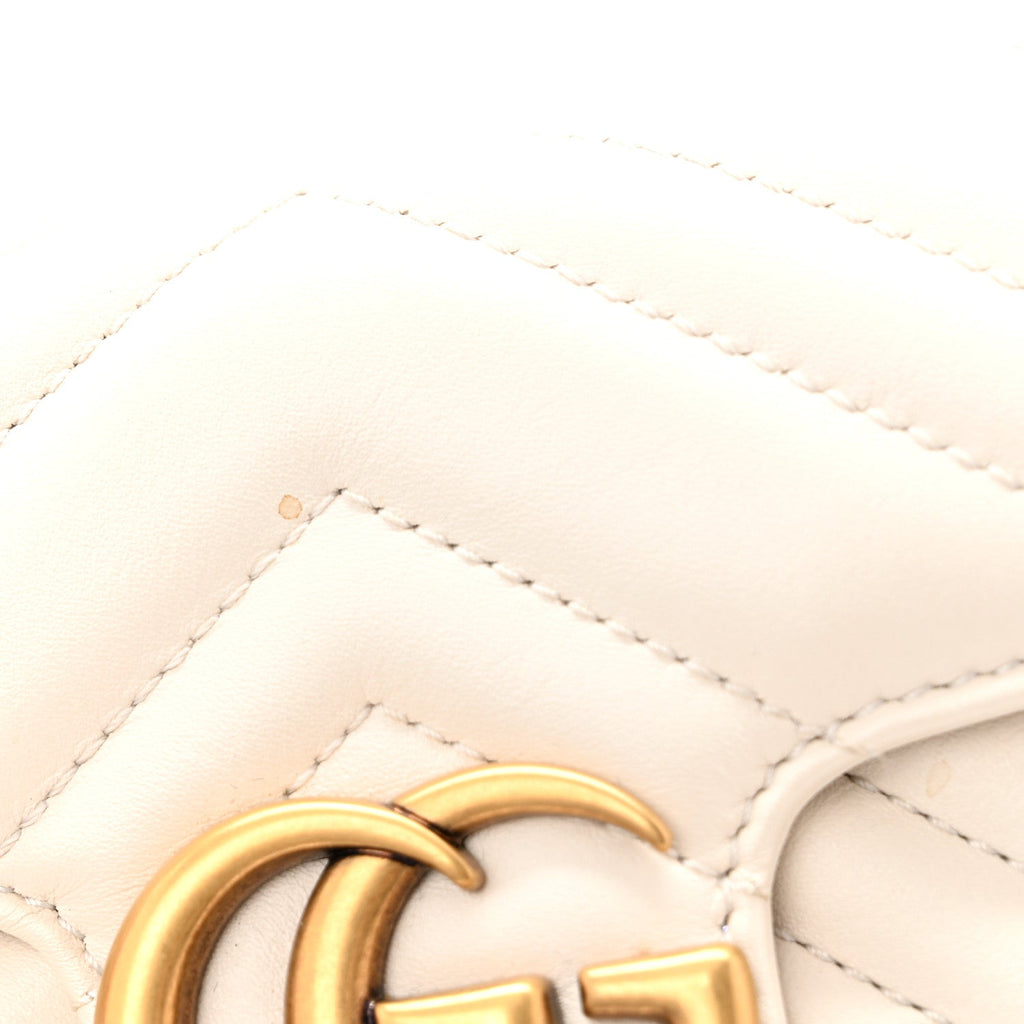Calfskin Matelasse Super Mini GG Marmont Shoulder Bag White