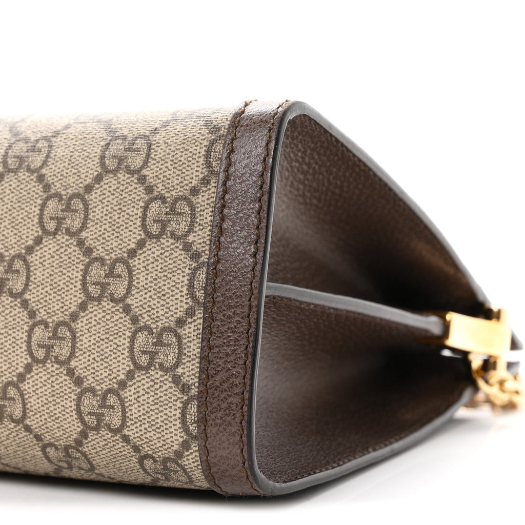 GG Supreme Monogram Web Medium Ophidia Chain Shoulder Bag Brown