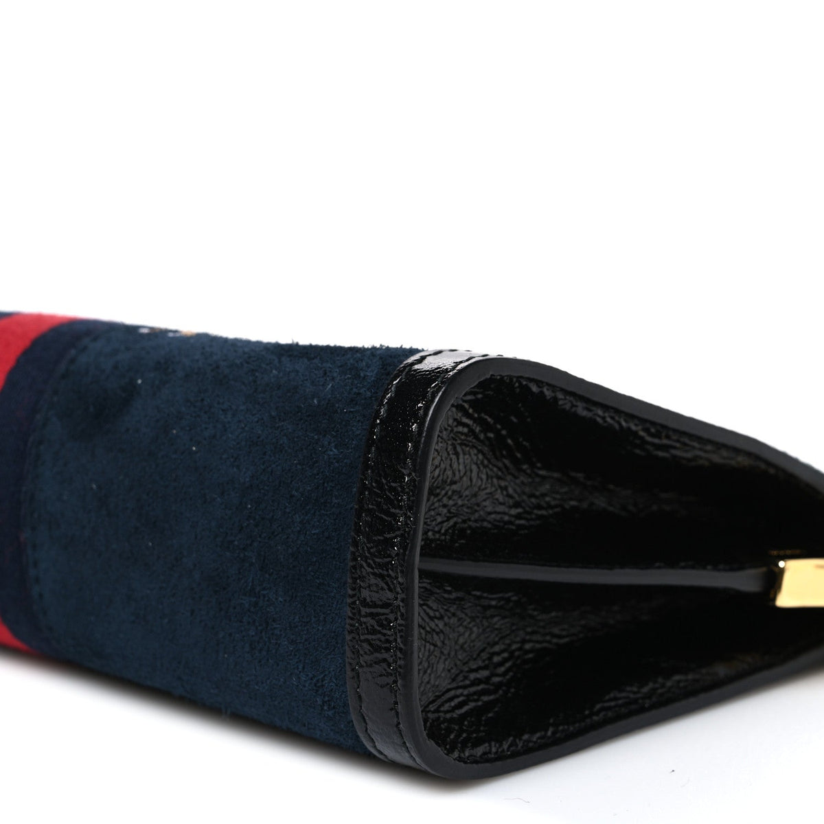 Suede Patent Web Dragon Embroidered Small Ophidia Chain Shoulder Bag Blue Black