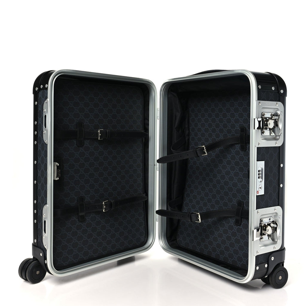 Aluminum GG Supreme Monogram Porter Cabin Plus Trolley Black