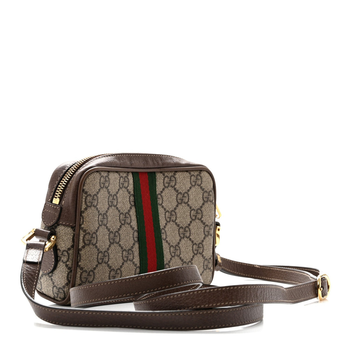 GG Supreme Monogram Web Mini Ophidia Shoulder Bag Brown