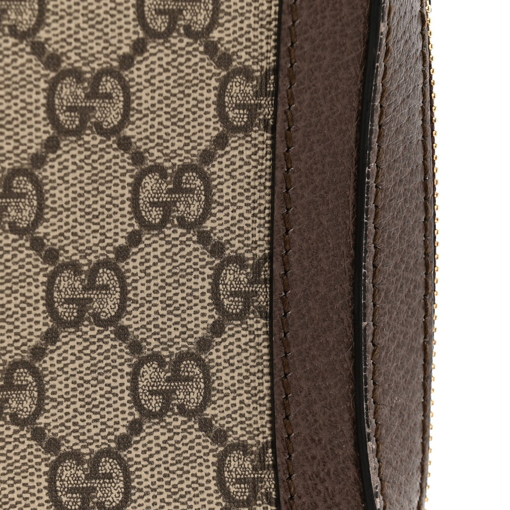 GG Supreme Monogram Web Small Ophidia Top Handle Shoulder Bag Brown