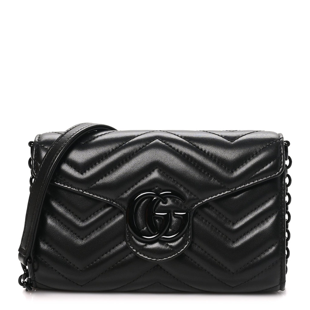 Nappa Matelasse Monochrome GG Marmont Wallet On Chain Black
