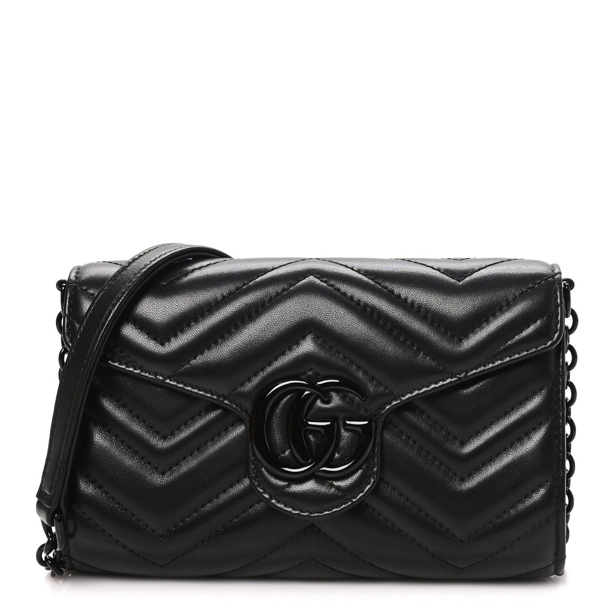Nappa Matelasse Monochrome GG Marmont Wallet On Chain Black