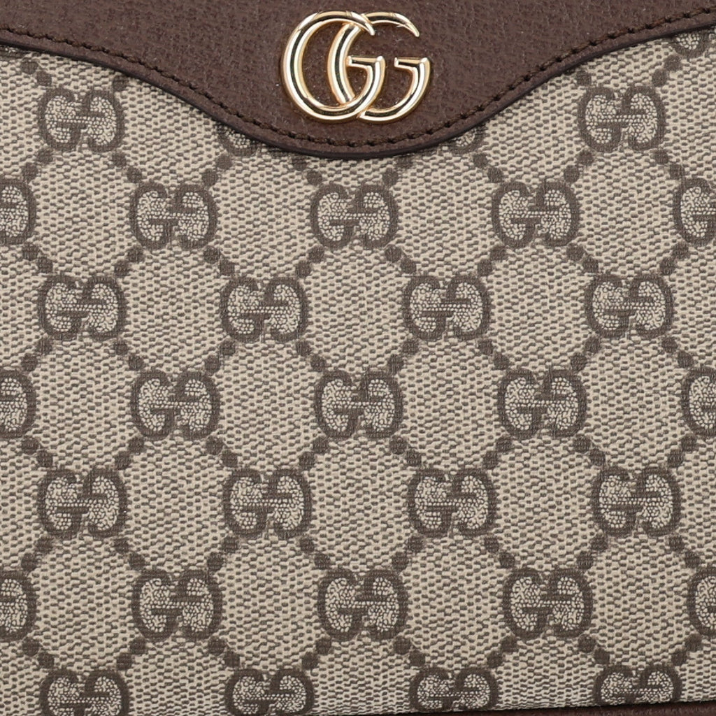 GG Supreme Monogram Textured Dollar Calfskin Small Ophidia Hobo Beige Ebony New Acero