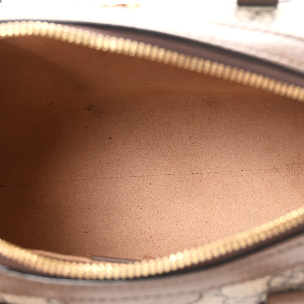 GG Supreme Monogram Web Small Ophidia Boston Bag Beige New Acero