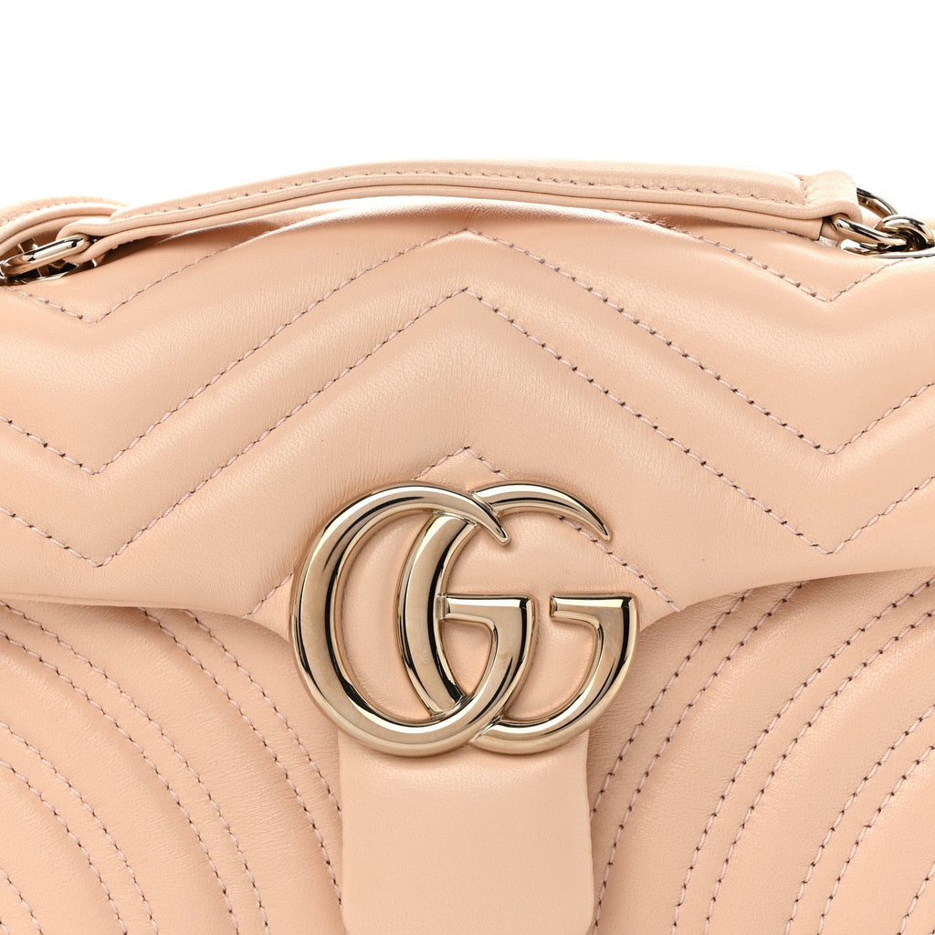 Lambskin Matelasse Small GG Marmont Shoulder Bag Pink Beige