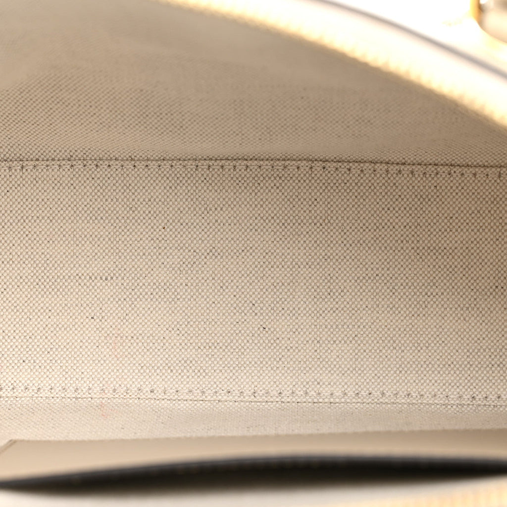 GG Supreme Monogram Textured Dollar Calfskin Web Medium Ophidia Top Handle Bowler Bag Beige Mystic White Oatmeal