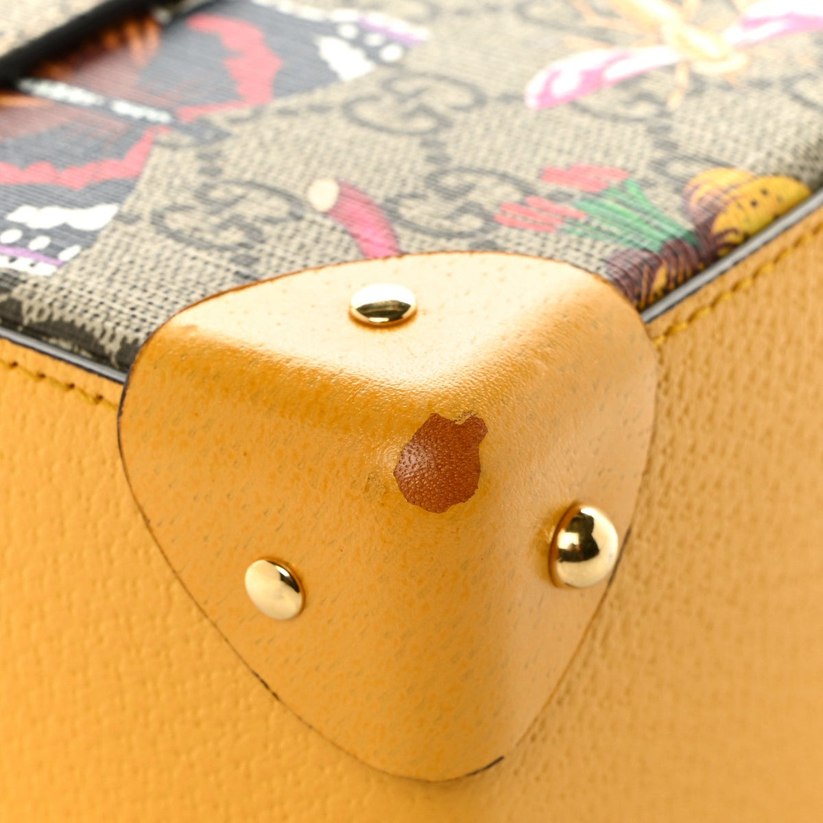 GG Supreme Monogram Flora Small Padlock Bamboo Shoulder Bag Beige Multicolor Crop