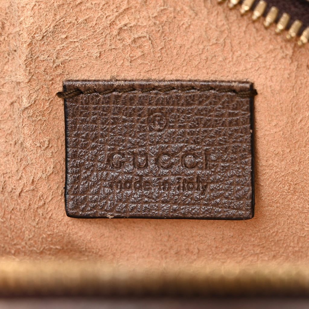 GG Supreme Monogram Web Mini Ophidia Round Shoulder Bag Brown