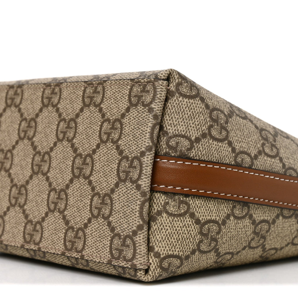 GG Supreme Monogram Emblem Nano Bucket Bag  Beige Dark Brown