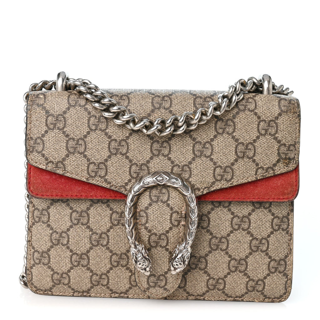 GG Supreme Monogram Mini Dionysus Shoulder Bag Hibiscus Red