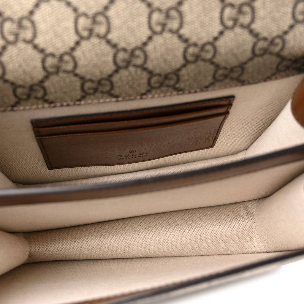 GG Supreme Monogram Azalea Calfskin Mini Retro Interlocking G Flap Shoulder Bag Beige Ebony Brown Sugar