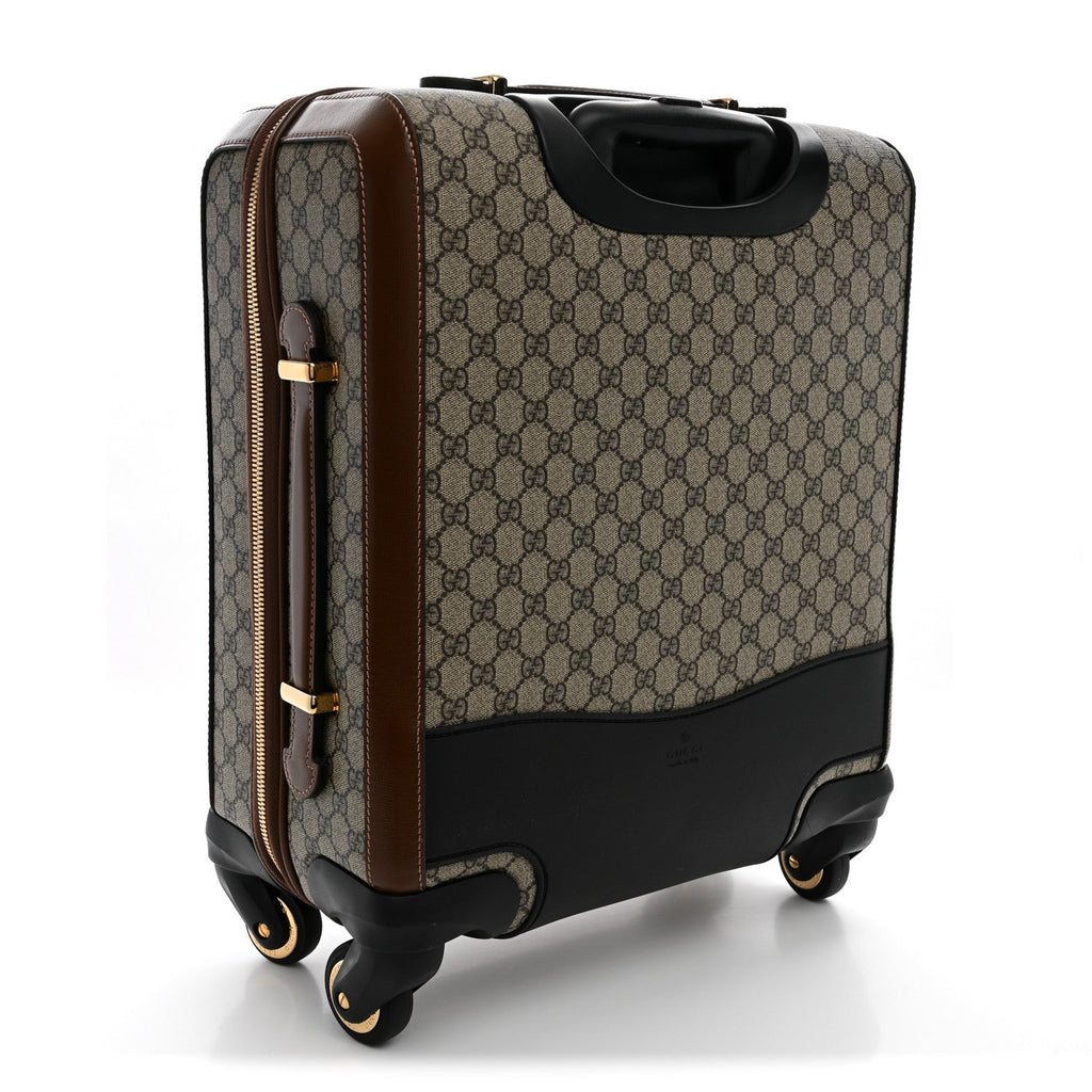 GG Supreme Monogram Azalea Calfskin Retro Interlocking G Small Savoy Cabin Trolley Beige Ebony Brown Sugar