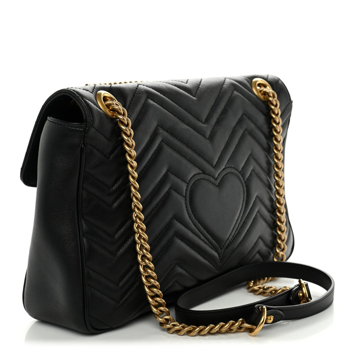 Calfskin Matelasse Medium GG Marmont Shoulder Bag Black