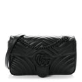 Calfskin Matelasse Monochrome Small GG Marmont Shoulder Bag Black