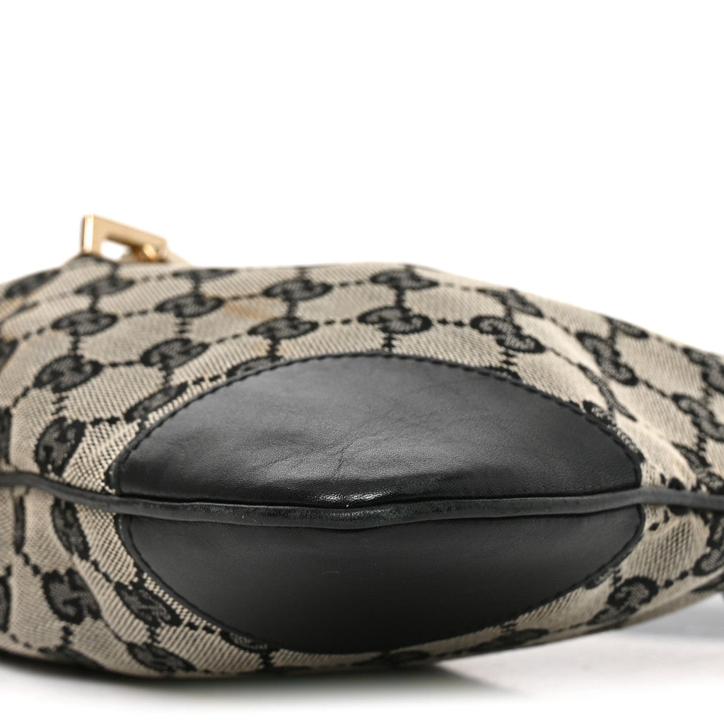 Monogram Lobster Clasp Jackie O Hobo Beige Black