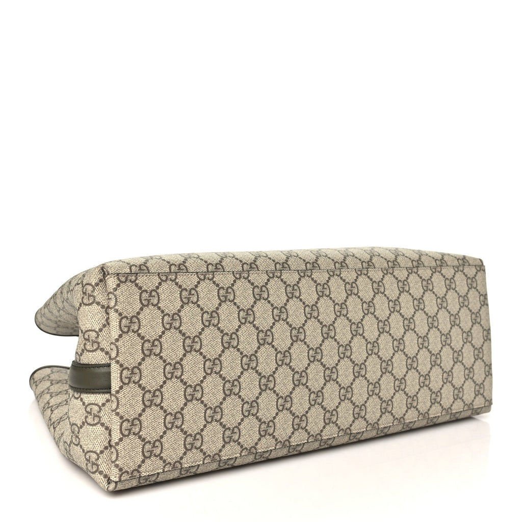 GG Supreme Monogram Emblem Large Tote Bag  Beige Green