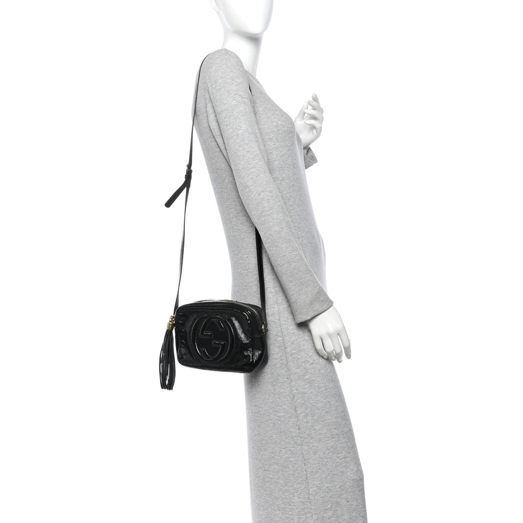 Soft Patent Small Soho Disco Bag Black