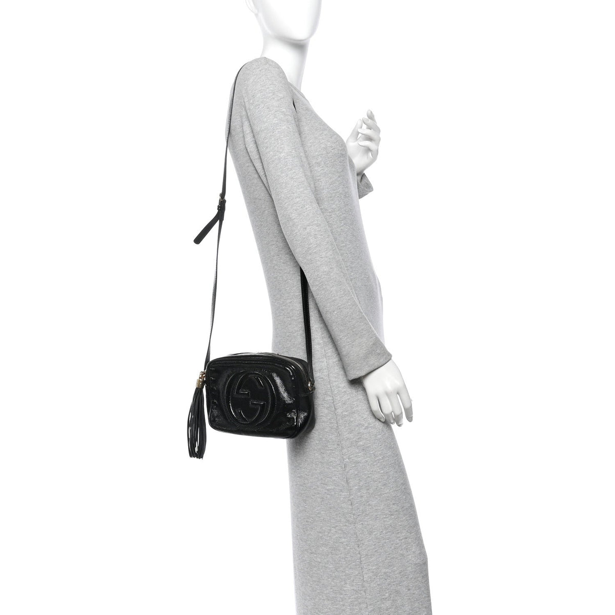 Soft Patent Small Soho Disco Bag Black