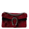 Velvet Skipper Crystal GG Monogram Small Dionysus Shoulder Bag Red Cipria Black Black Diamond