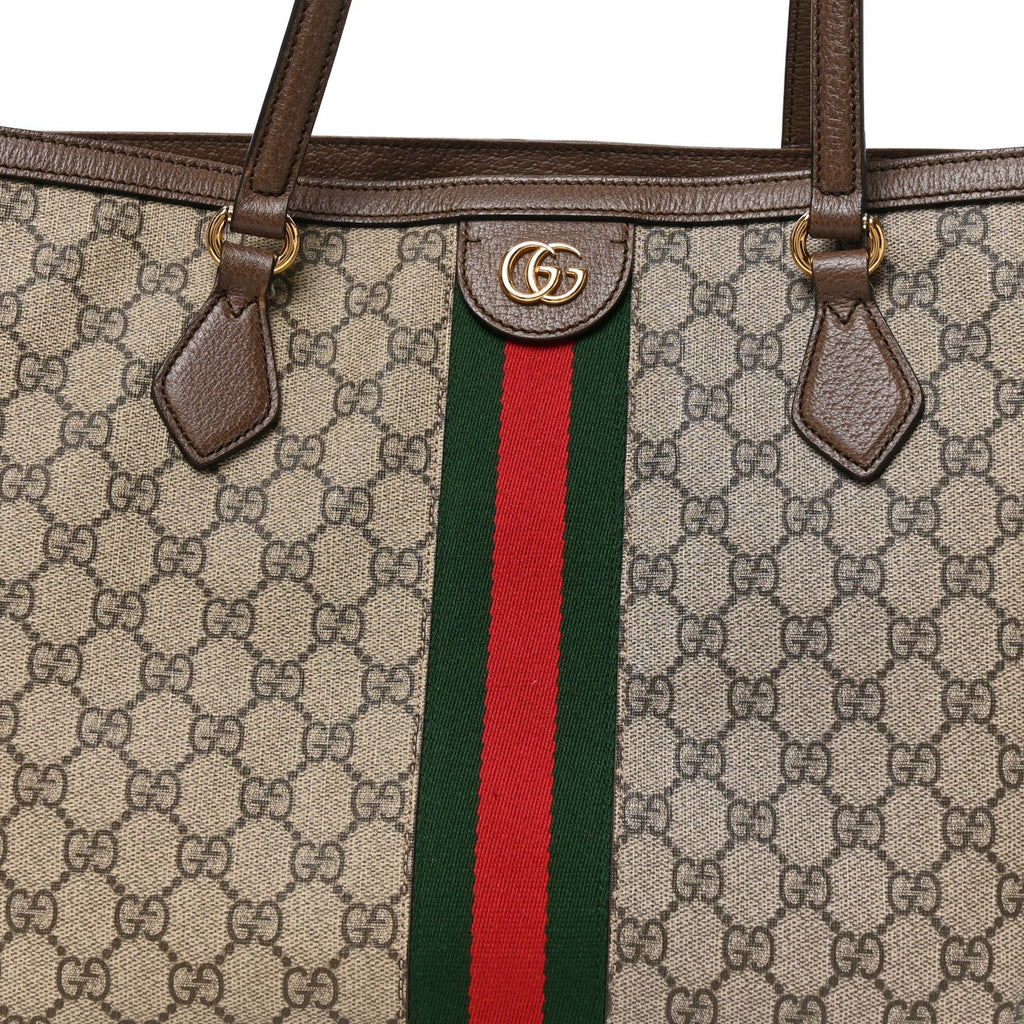 GG Supreme Monogram Medium Ophidia Shopping Tote Brown
