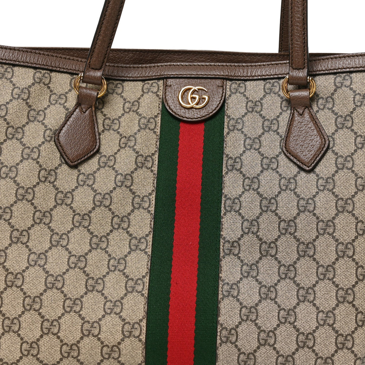 GG Supreme Monogram Medium Ophidia Shopping Tote Brown