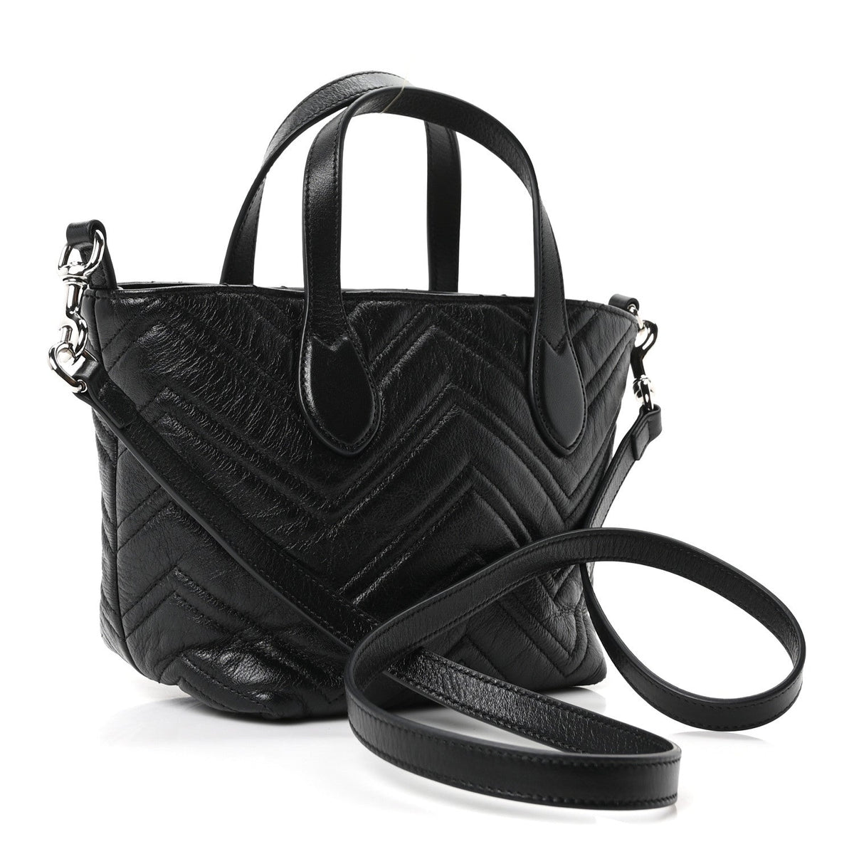 Nappa Chevron Matelasse Small GG Marmont Tote Bag Black
