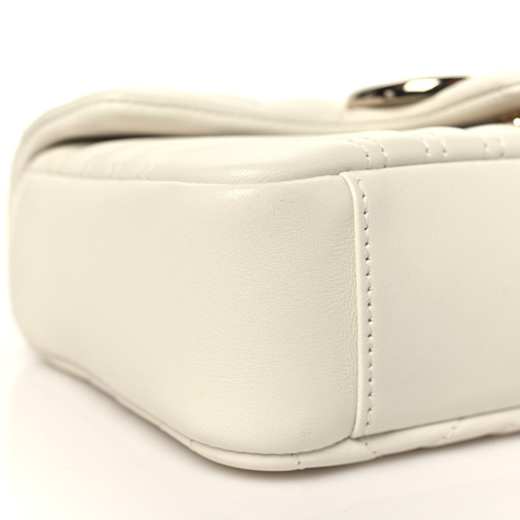 Lambskin Matelasse Small GG Marmont Shoulder Bag White