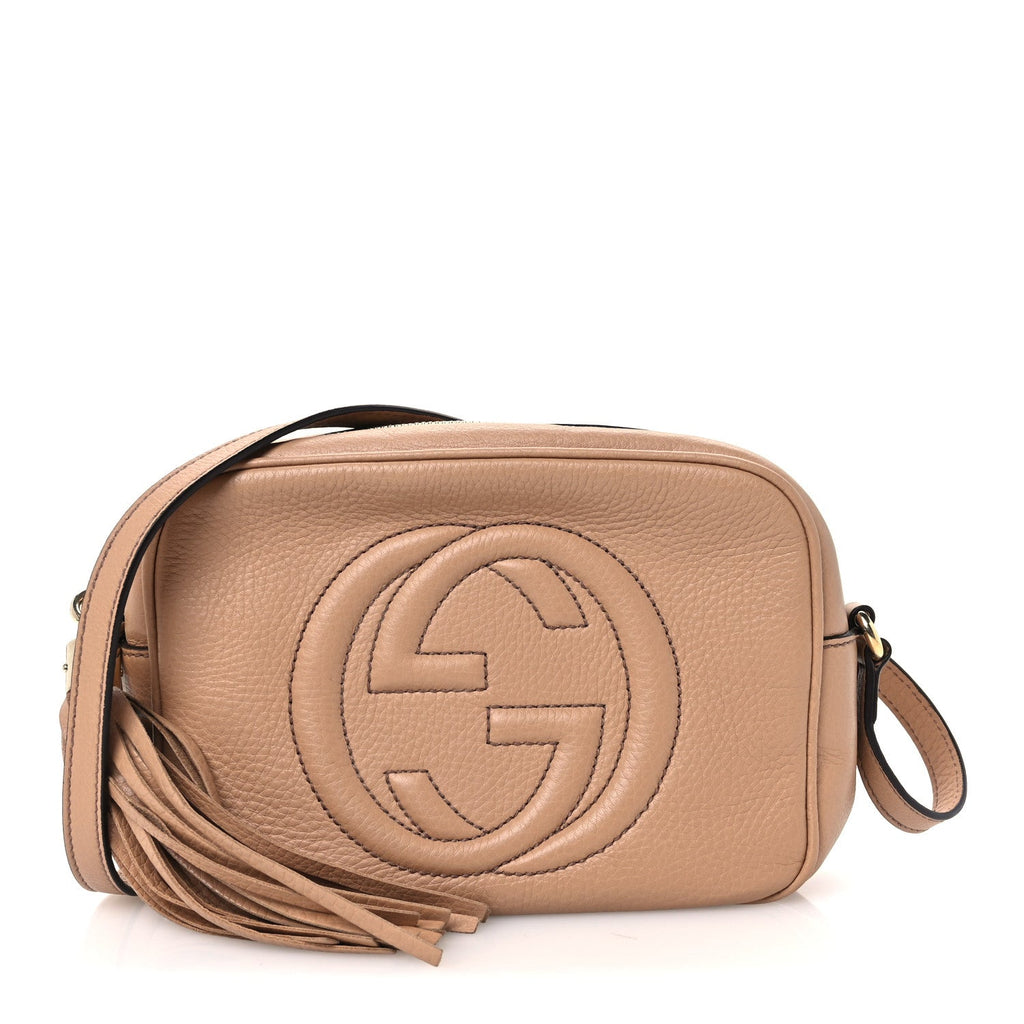 Pebbled Calfskin Small Soho Disco Bag Camelia
