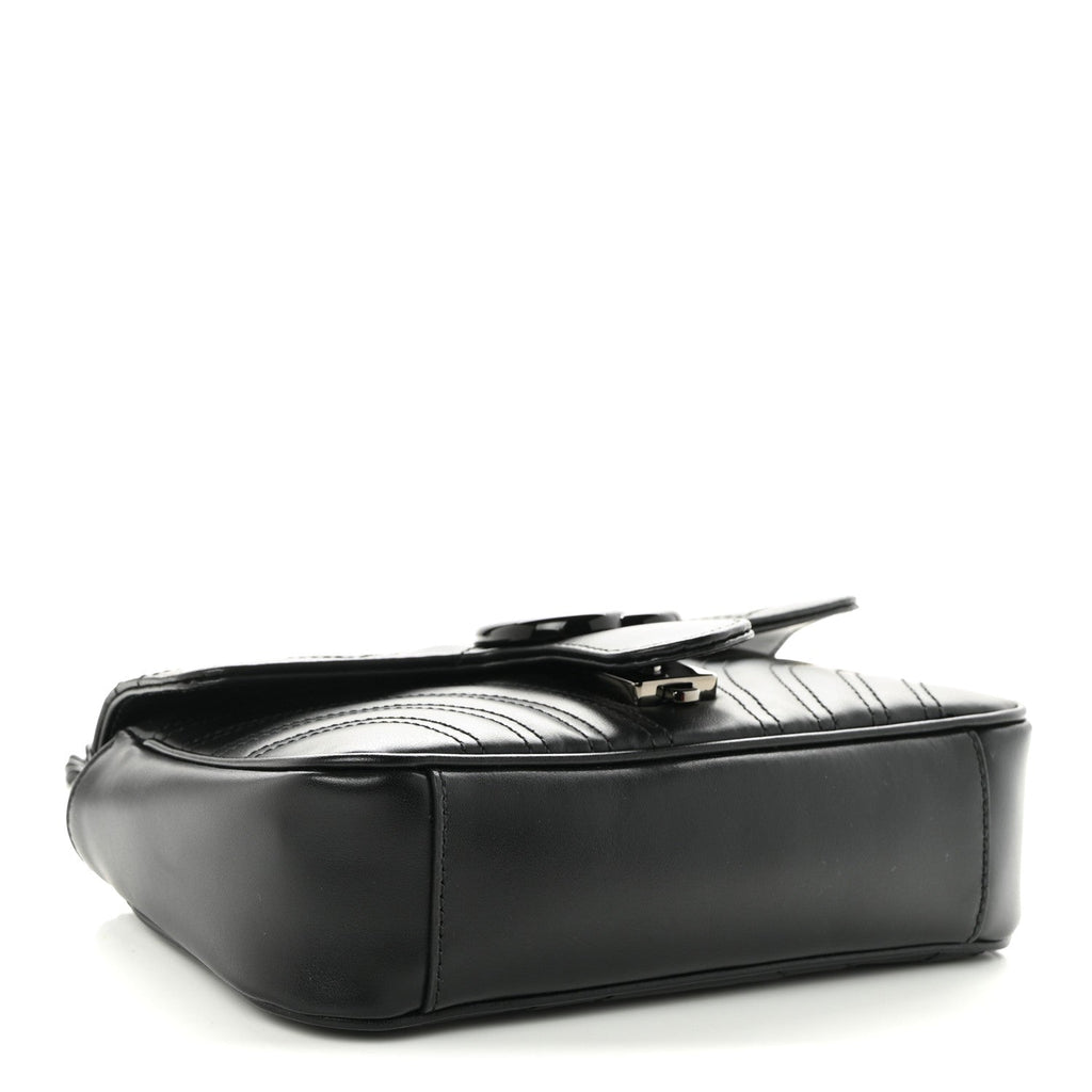 Calfskin Matelasse Monochrome Mini GG Marmont Shoulder Bag Black