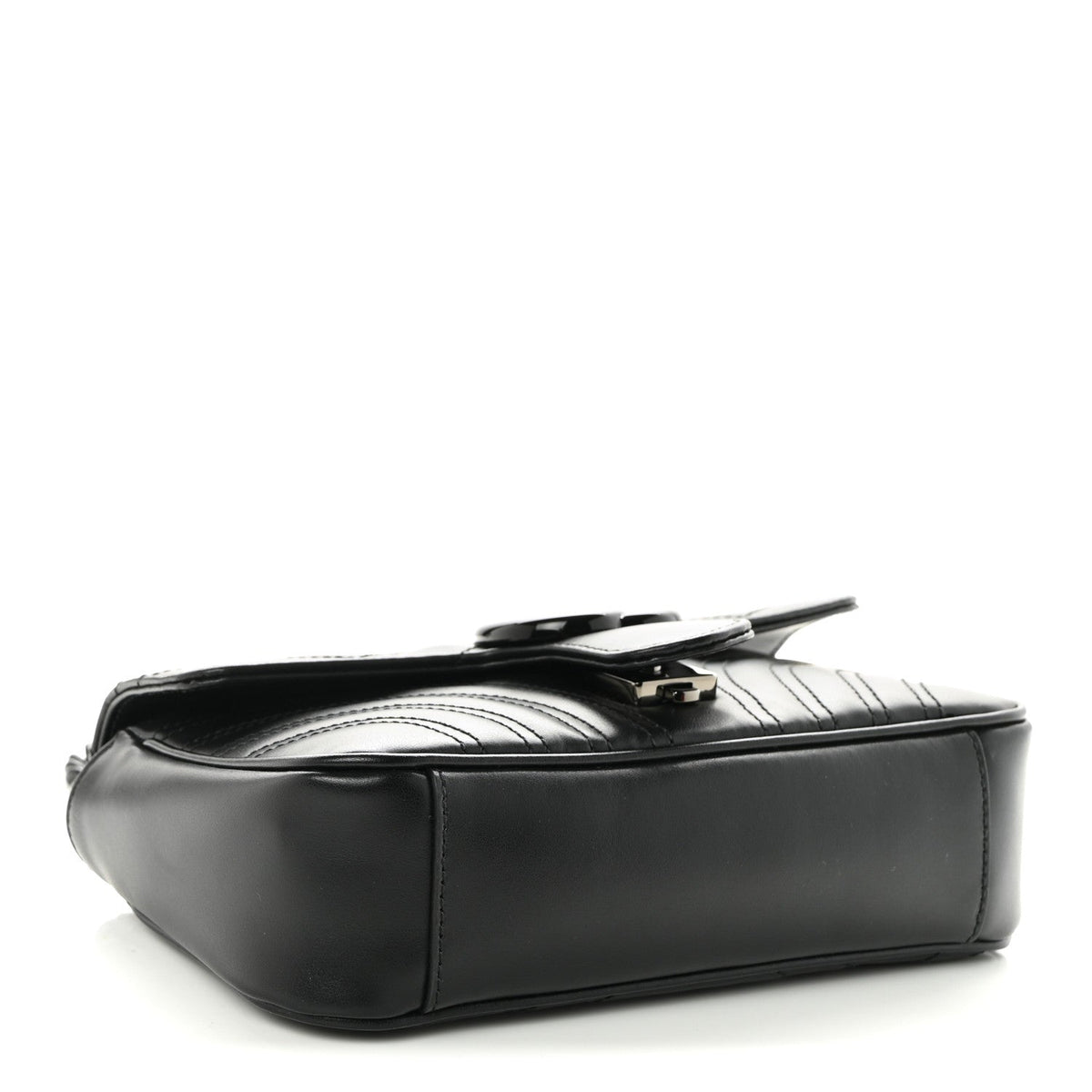 Calfskin Matelasse Monochrome Mini GG Marmont Shoulder Bag Black