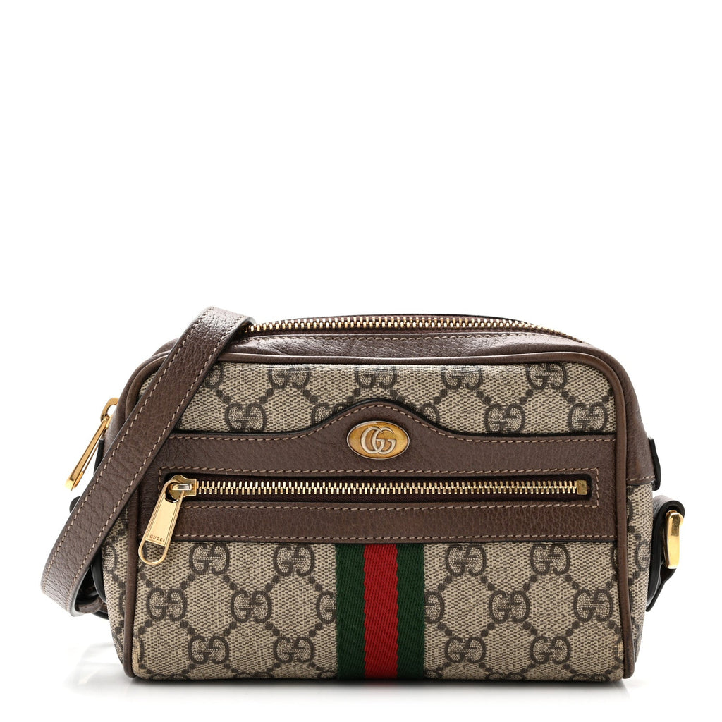 GG Supreme Monogram Web Mini Ophidia Shoulder Bag Brown