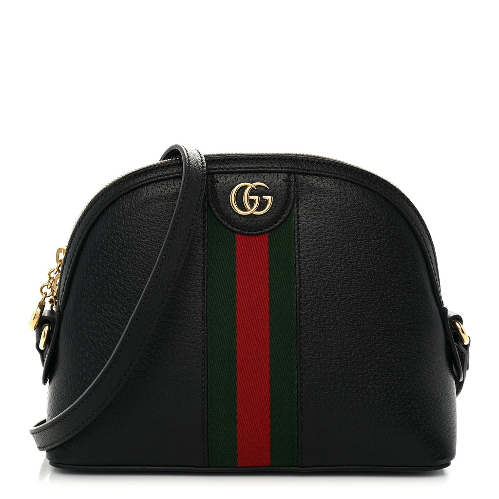 Calfskin GG Web Small Ophidia Dome Shoulder Bag Black