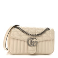 Calfskin Matelasse Aria Small GG Marmont Shoulder Bag Mystic White