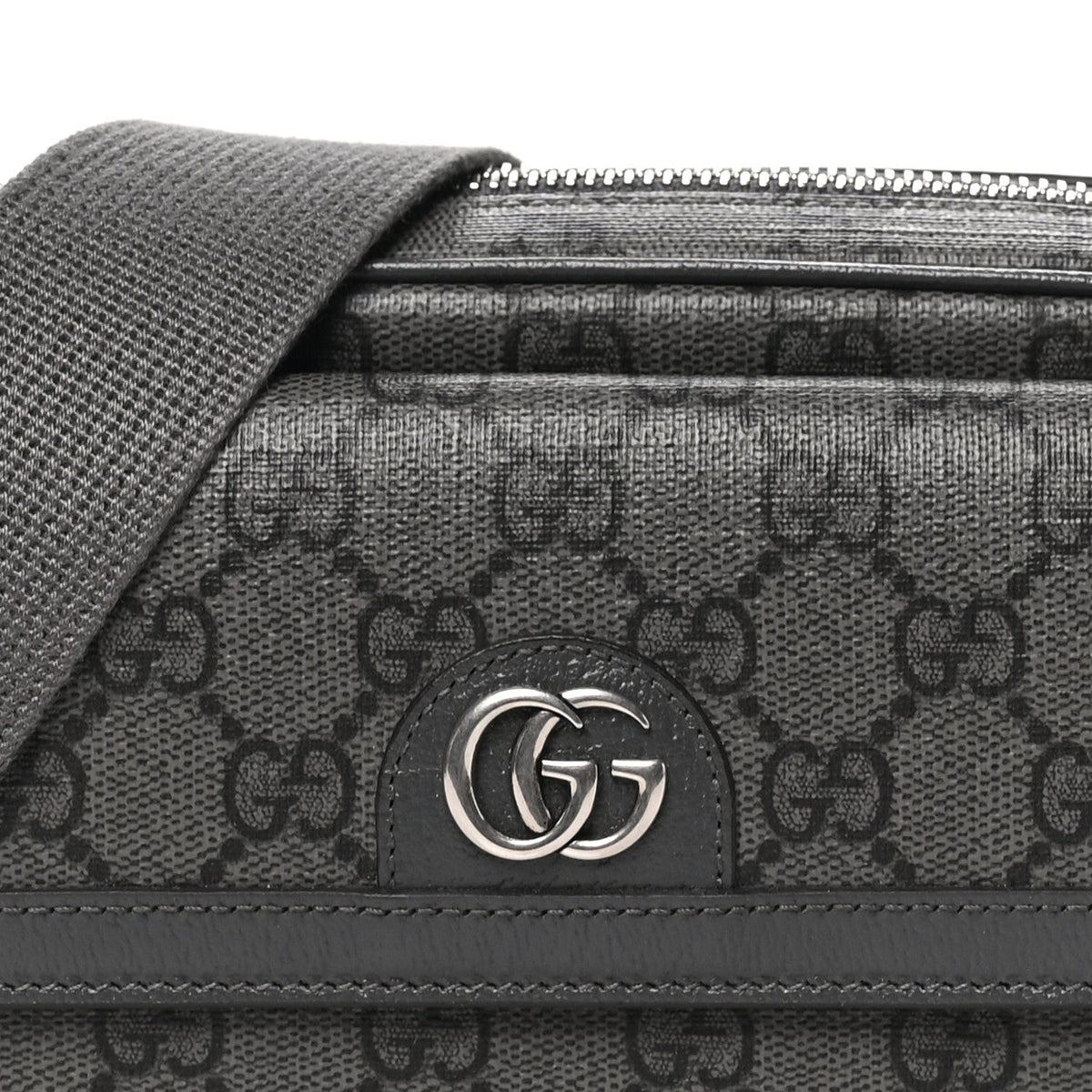 GG Supreme Monogram Textured Dollar Calfskin Mini Ophidia Bag Graphite Grey